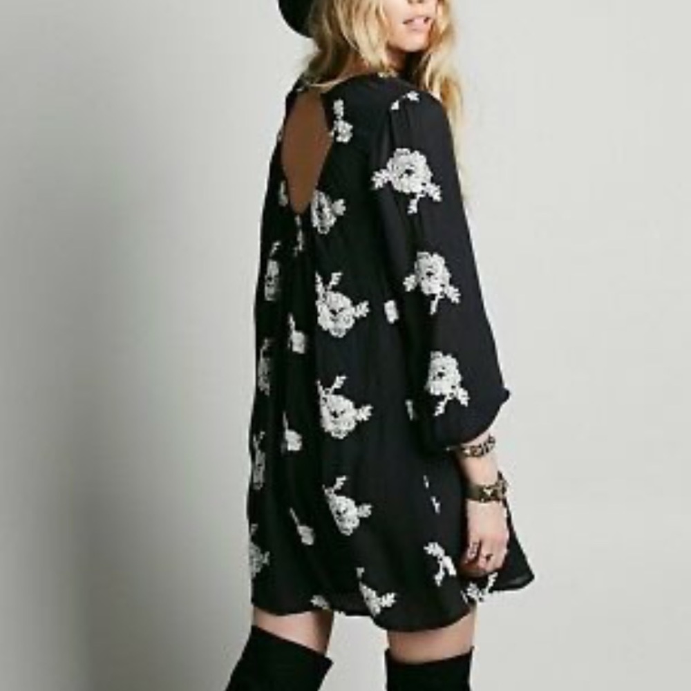Free People Black Emma Boho Open Back Dress